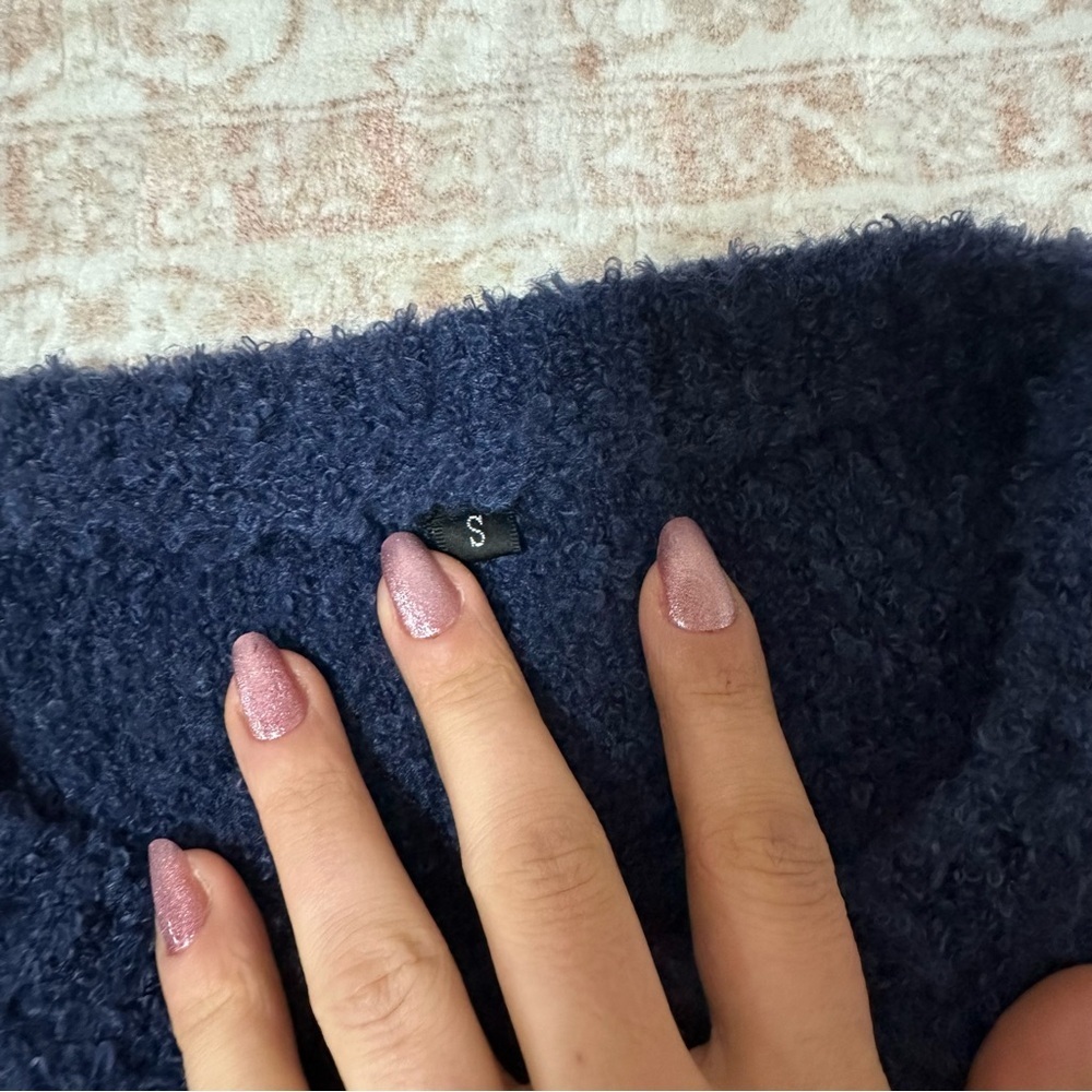 Cozy Fuzzy Blue Buttoned Cardigan - Picture 3 of 8
